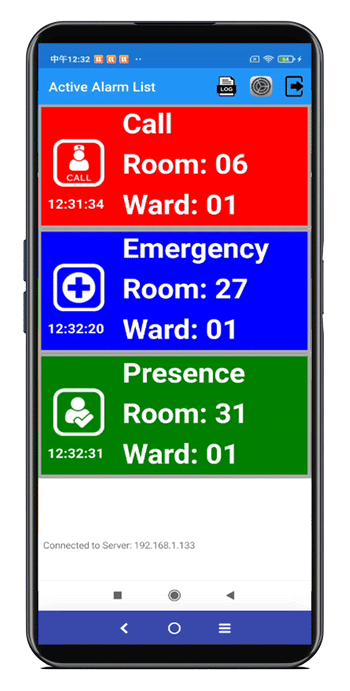 Smart Nurse Call App for Android Mobile Devices and Hospital Alerting Software